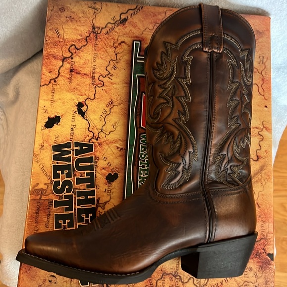 NEW MENS LAREDO 12” Emporia Cowboy Boots Leather Square Toe 8 1/2 EW Dark Brown - Picture 6 of 9